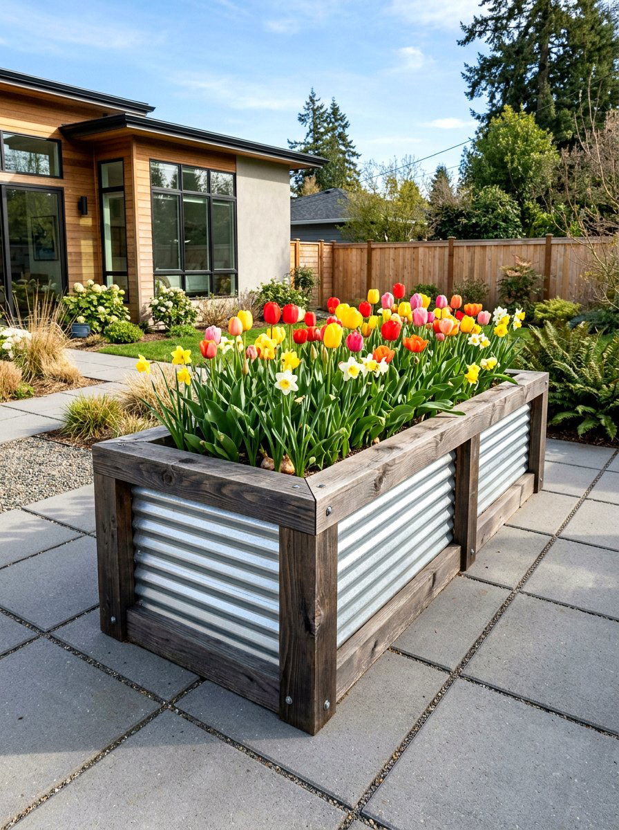 Corrugated Metal Planter - 25 Spring Raised Bed Decor Ideas