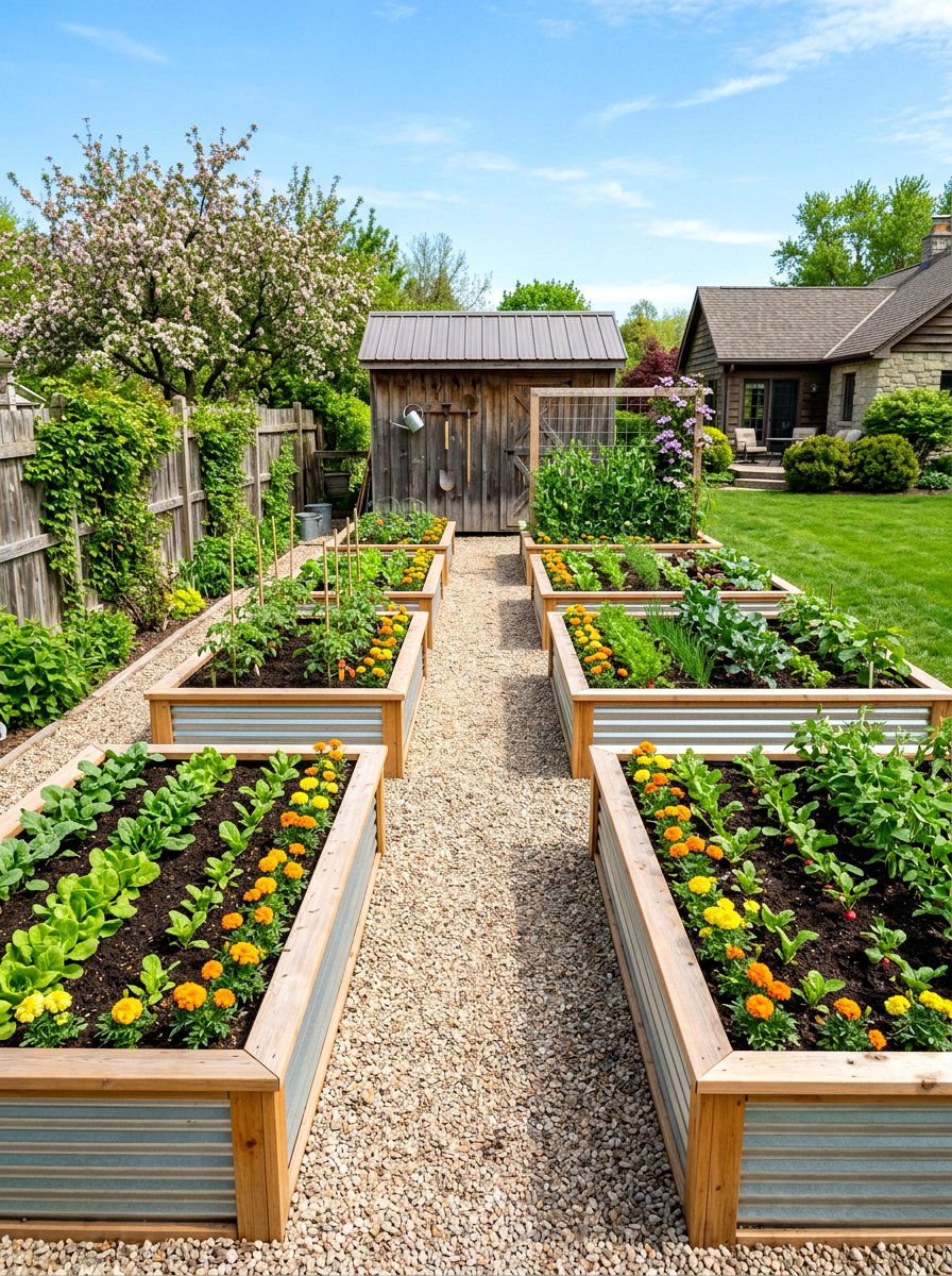 Corrugated metal raised garden beds - 25 Spring Metal Planter Ideas