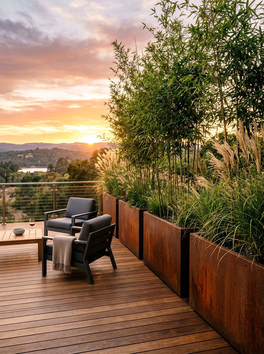 Corten steel planter boxes - 25 Spring Metal Planter Ideas