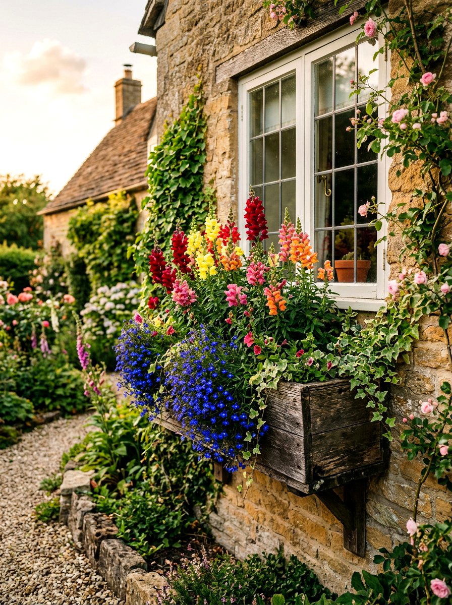 Cottage Flower Box - 25 Spring Window Box Planter Ideas