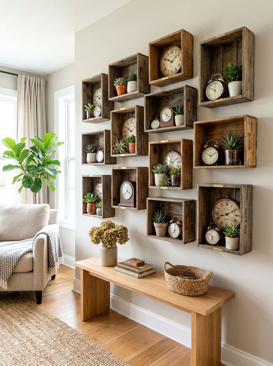 Cottage Style Crate Wall Art - 25 Spring Vintage Crate Decor Ideas