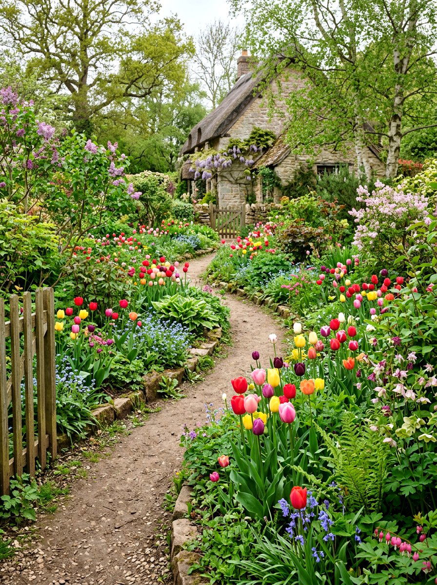 Cottage style tulip garden - 25 Spring Tulip Garden Ideas