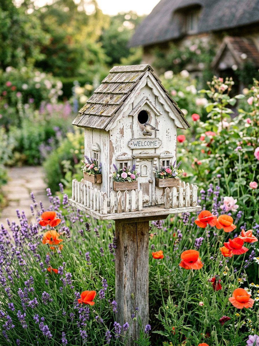 Cottagecore Birdhouse - 25 Spring DIY Birdhouse Ideas