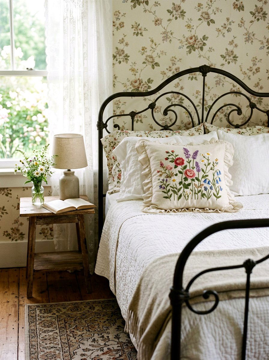 Cottagecore Floral Pillow - 25 Spring Throw Pillow Ideas