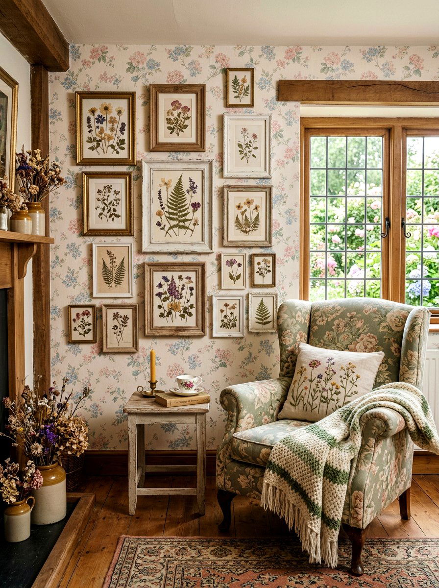 Cottagecore Flower Art Arrangement - 25 Spring Gallery Wall Ideas