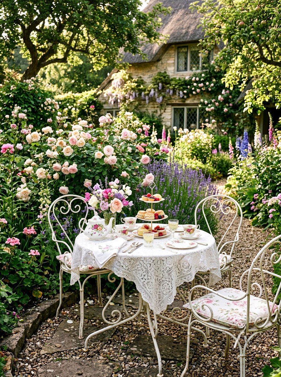 Cottagecore Garden Table - 25 Spring Al Fresco Dining Ideas