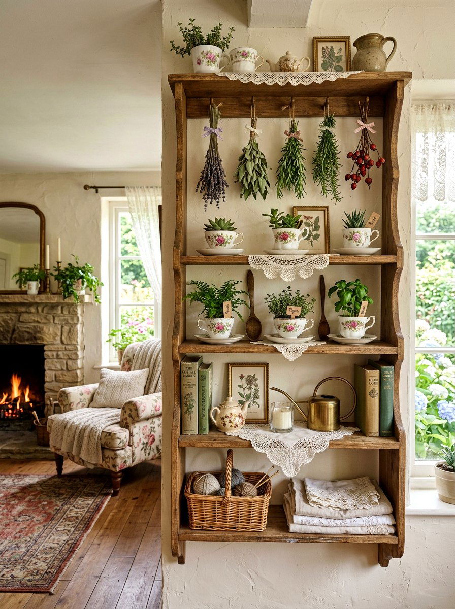 Cottagecore Living Room Shelf - 25 Spring Living Room Shelf Ideas