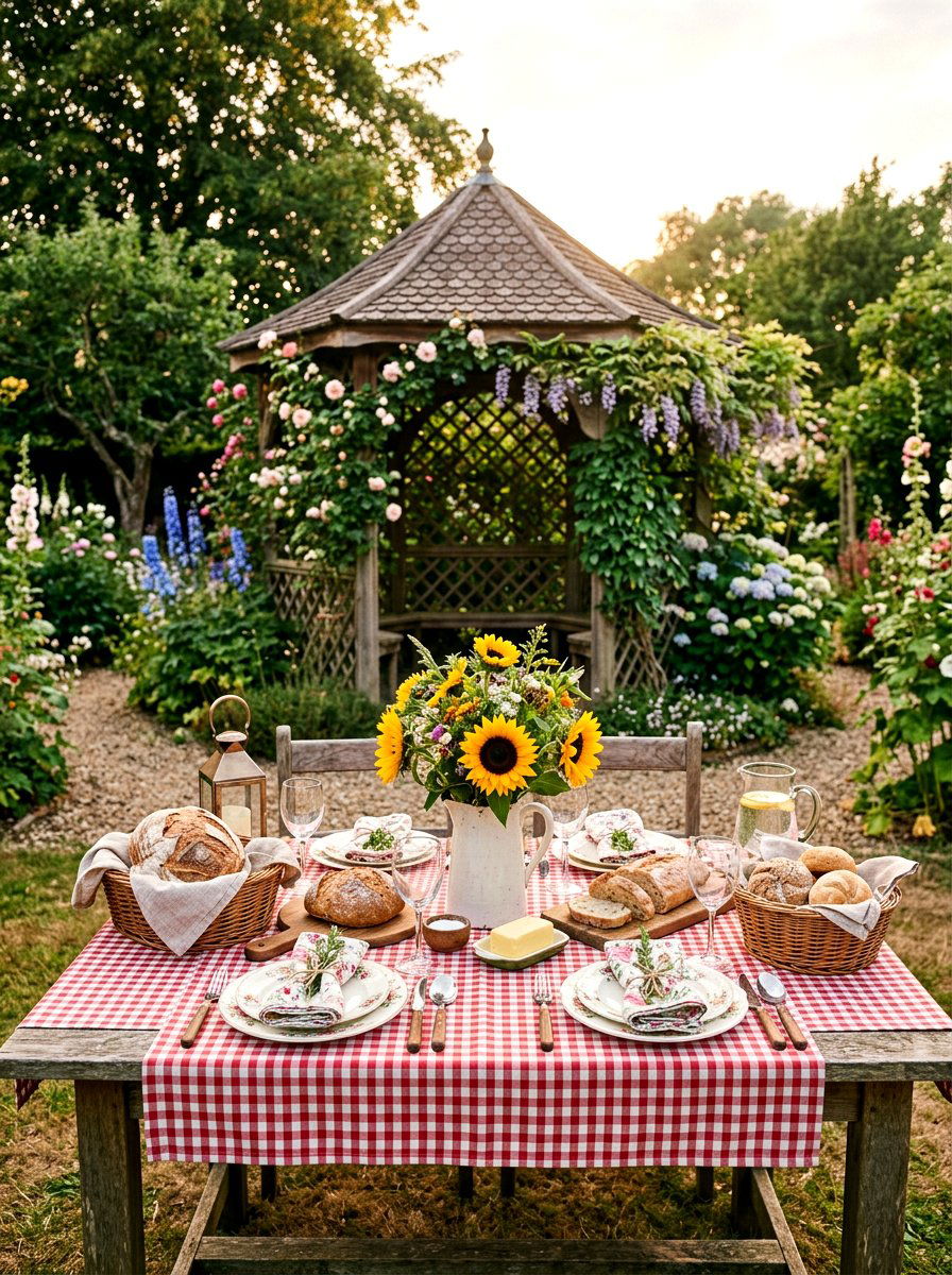 Cottagecore Table Setting - 25 Spring Gazebo Table Decor Ideas