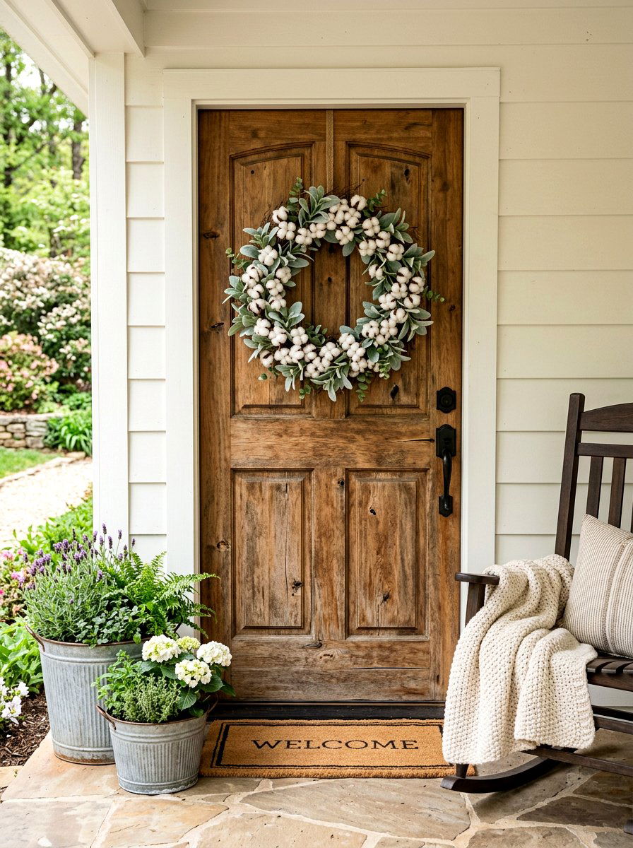 Cotton Boll Grapevine Wreath - 25 Spring Grapevine Door Ideas