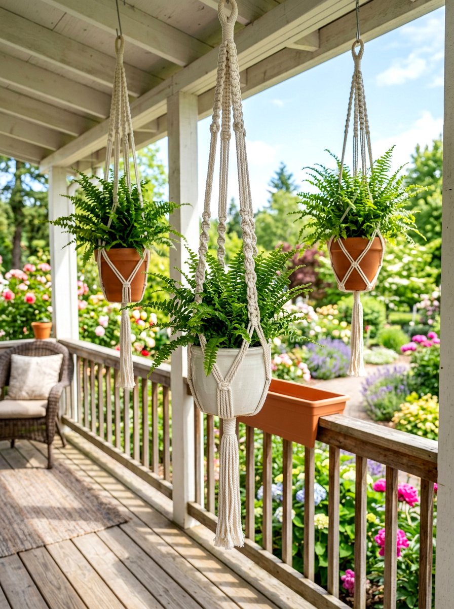 Cotton Knit Plant Hanger - 25 Spring Knit Decor Ideas