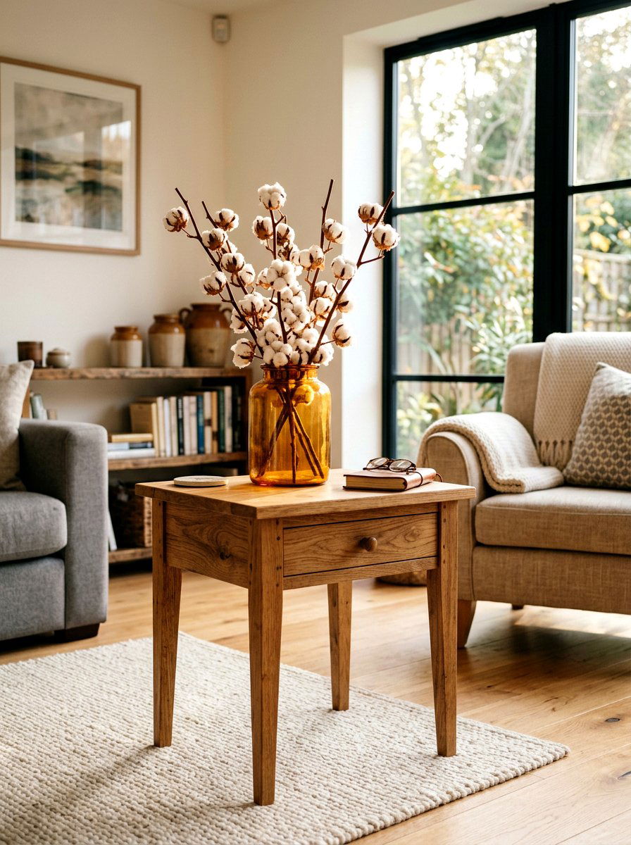 Cotton Stems Amber Glass Jar - 25 Spring Cotton Stem Decor Ideas