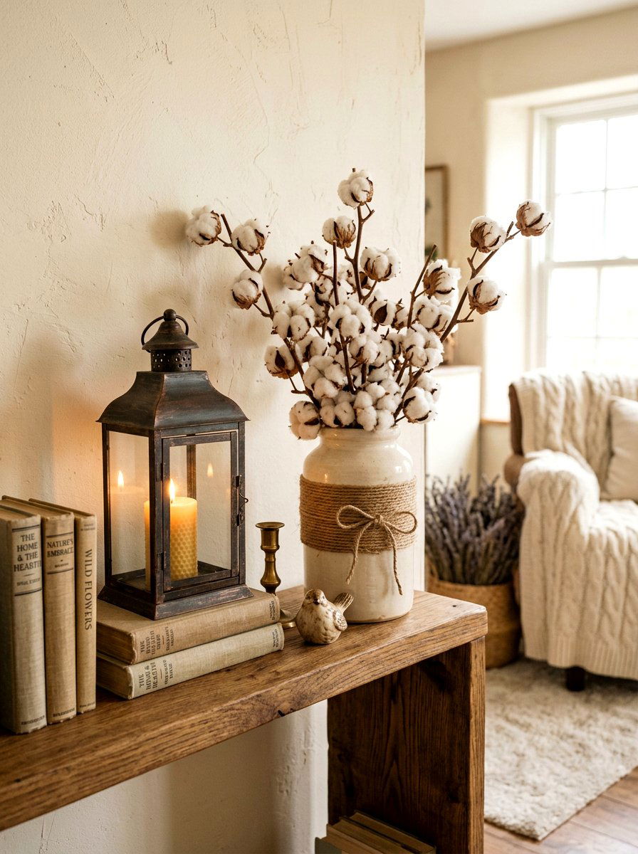 Cotton Stems And Twine - 25 Spring Lantern Filler Ideas