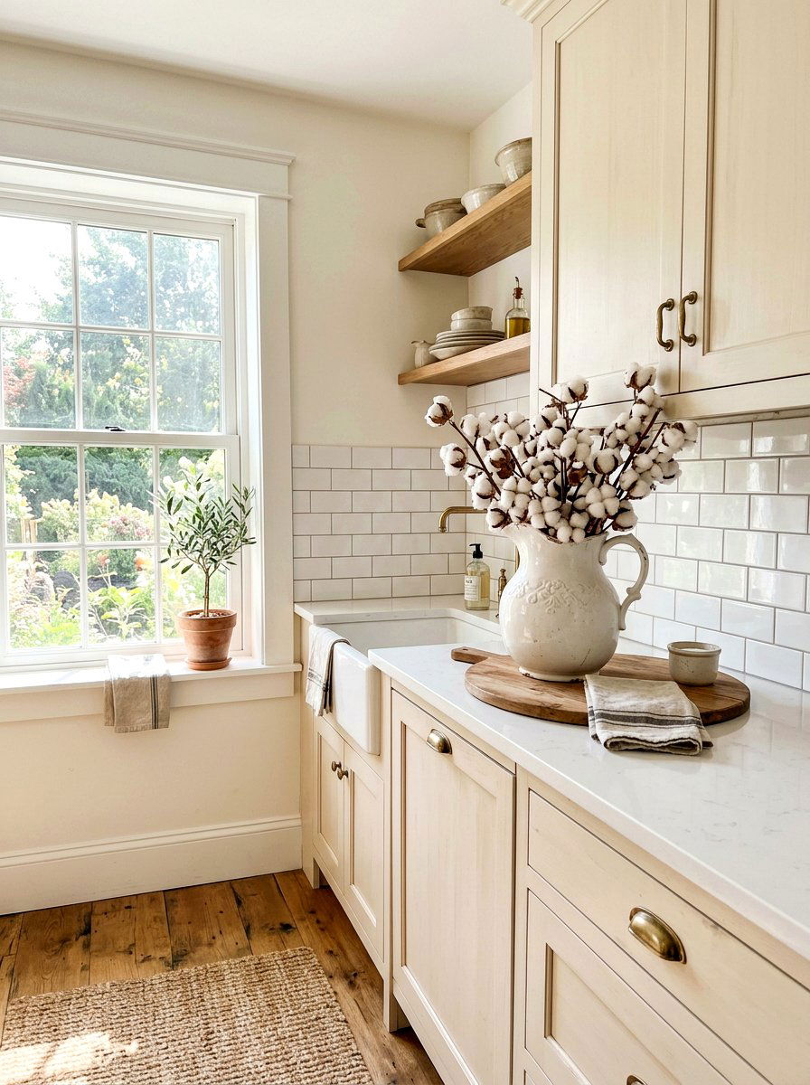 Cotton Stems White Pitcher - 25 Spring Cotton Stem Decor Ideas