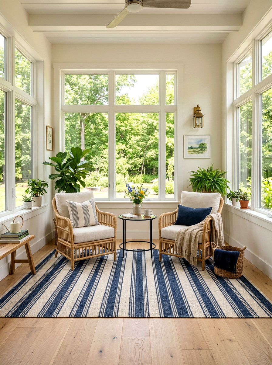 Cotton Striped Rug - 25 Spring Country Decor Ideas