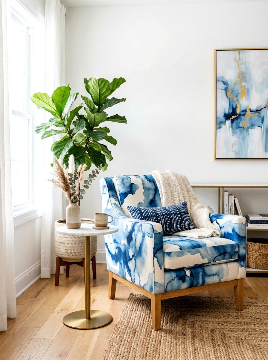 Cotton Watercolor Accent Chair - 25 Spring Watercolor Decor Ideas