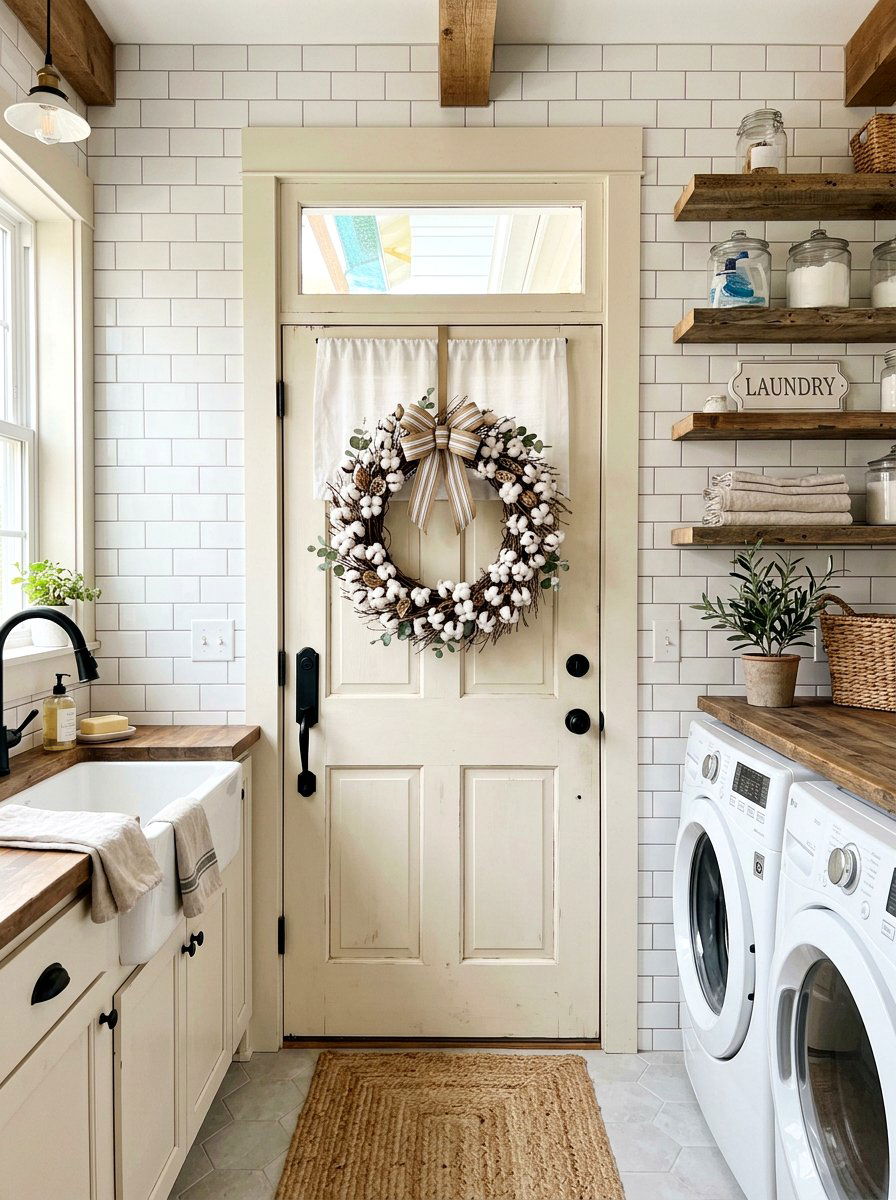 Cotton boll spring wreath - 25 Spring Half Wreath Ideas