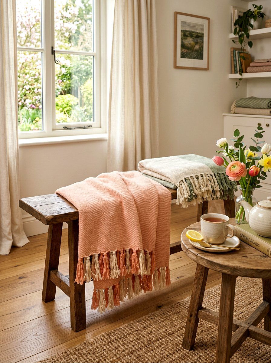 Cotton tassel blankets - 25 Spring Gazebo Decor Ideas