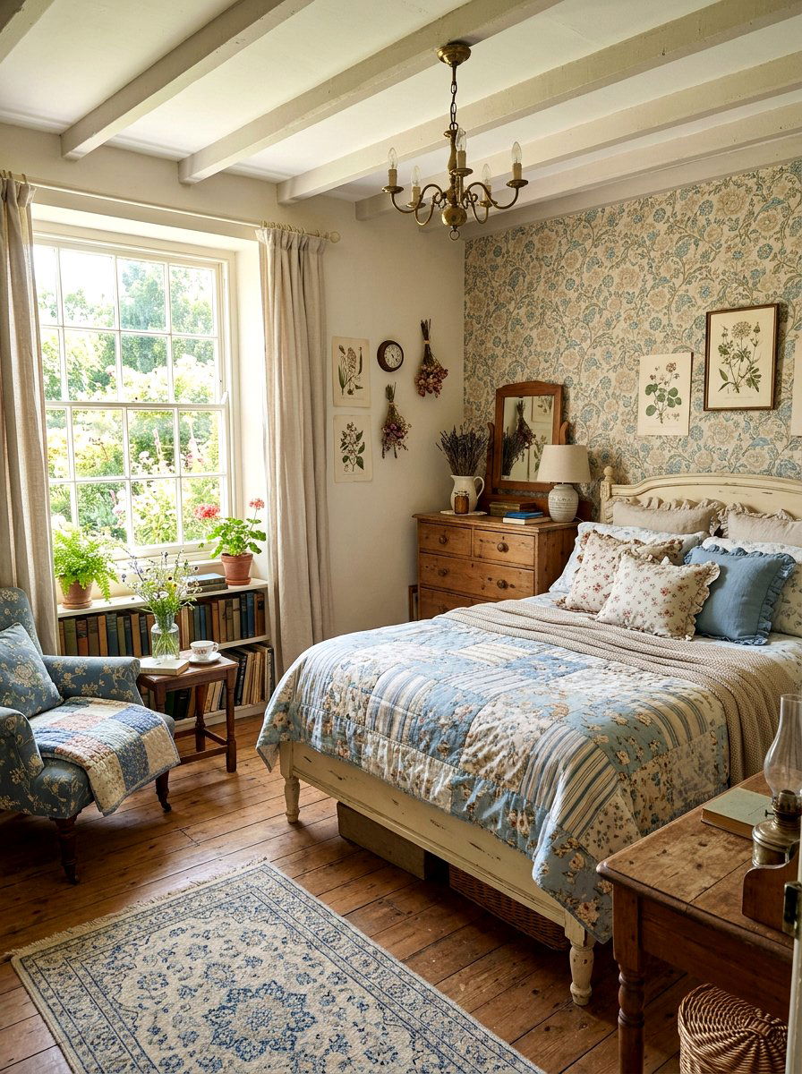 Country Cottage Patchwork Bedding - 25 Spring Bed Styling Ideas