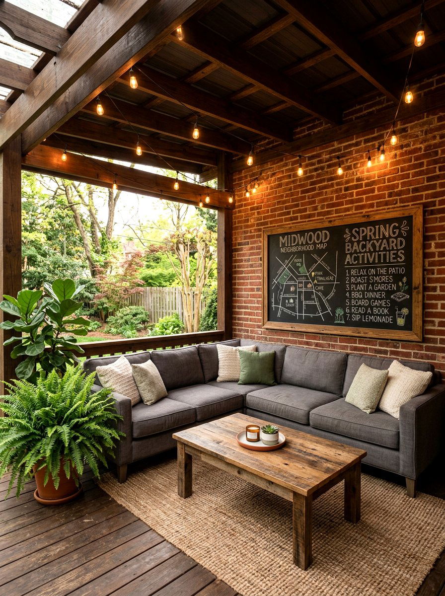 Covered Patio Lounge Space - 25 Spring Chalkboard Sign Ideas