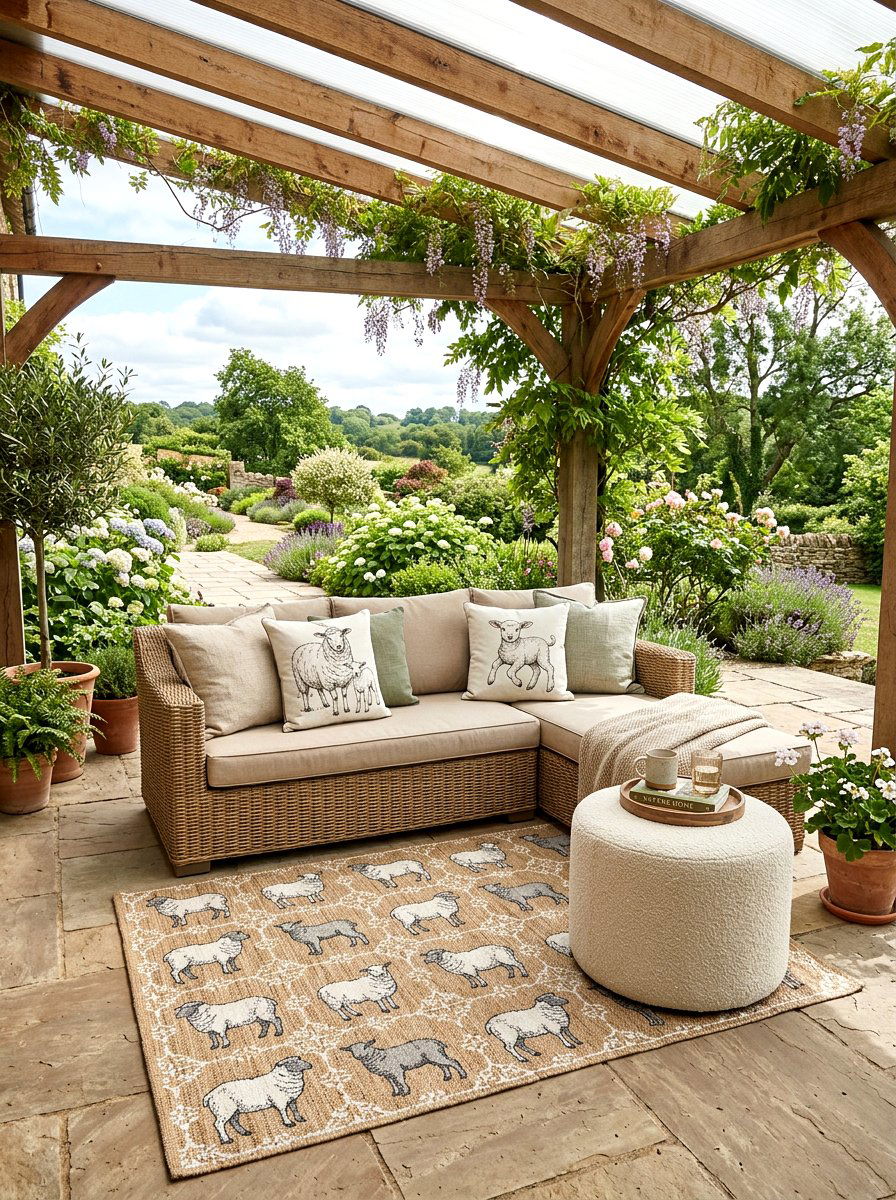 Covered Patio Lounge - 25 Spring Lamb Decor Ideas