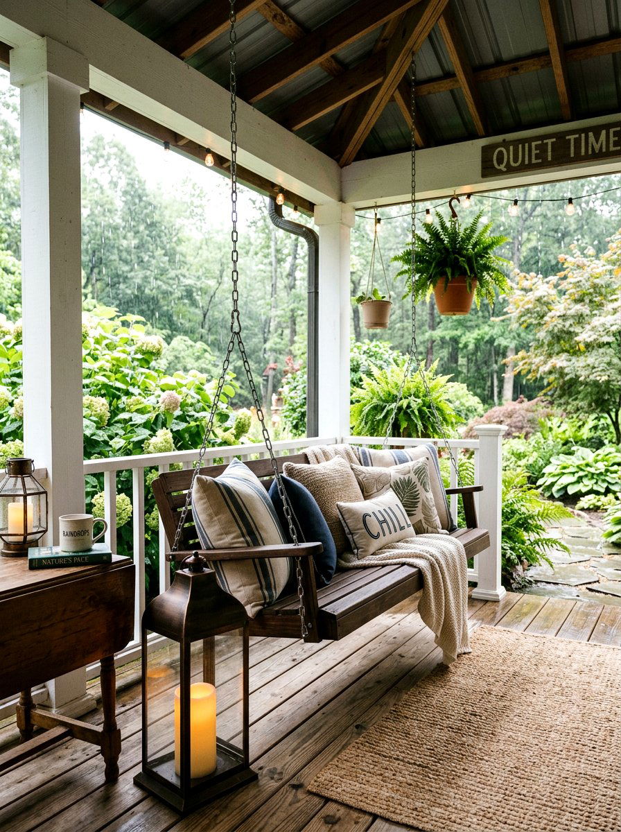 Covered Porch Decor - 25 Spring Cabin Decor Ideas