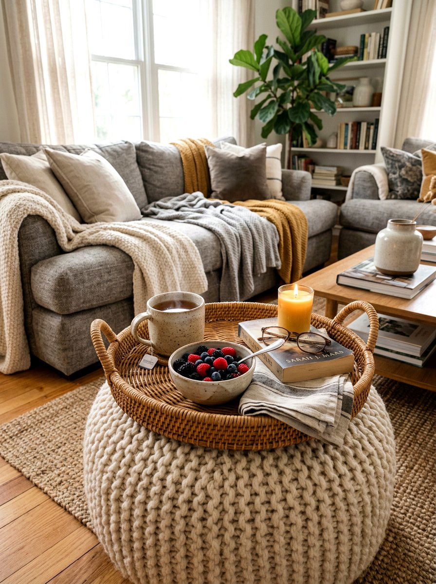 Cozy Ottoman Tray - 25 Spring Ottoman Tray Ideas