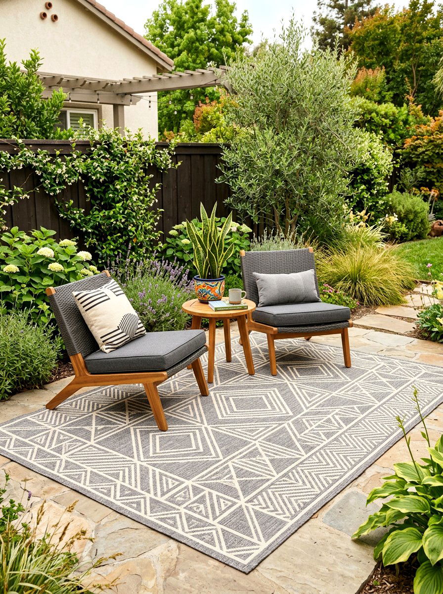 Cozy Outdoor Rug - 25 Spring Backyard Corner Decor Ideas