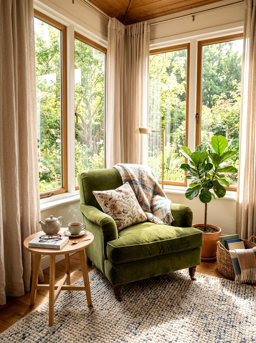 Cozy Sunroom Nook - 25 Spring Sunroom Spring Decor Ideas