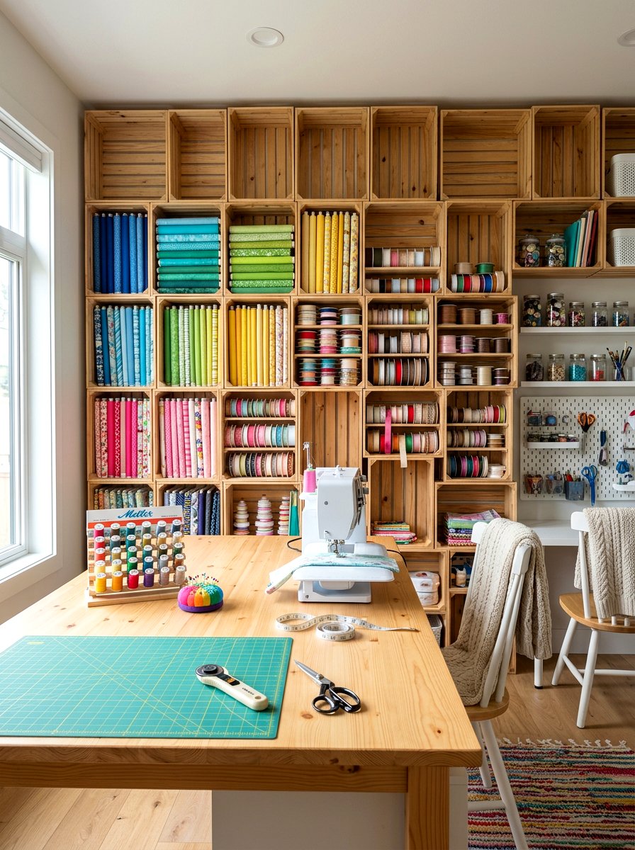 Craft Room Crate Storage - 25 Spring Vintage Crate Decor Ideas