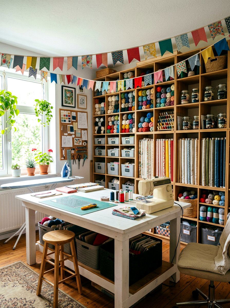 Craft Room Storage Bunting - 25 Spring Fabric Bunting Ideas