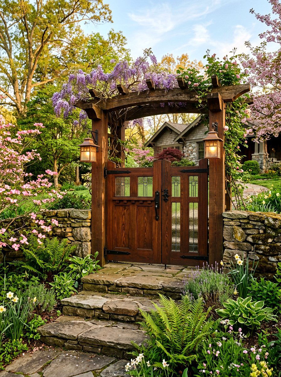 Craftsman Style Gate - 25 Spring Driveway Gate Ideas