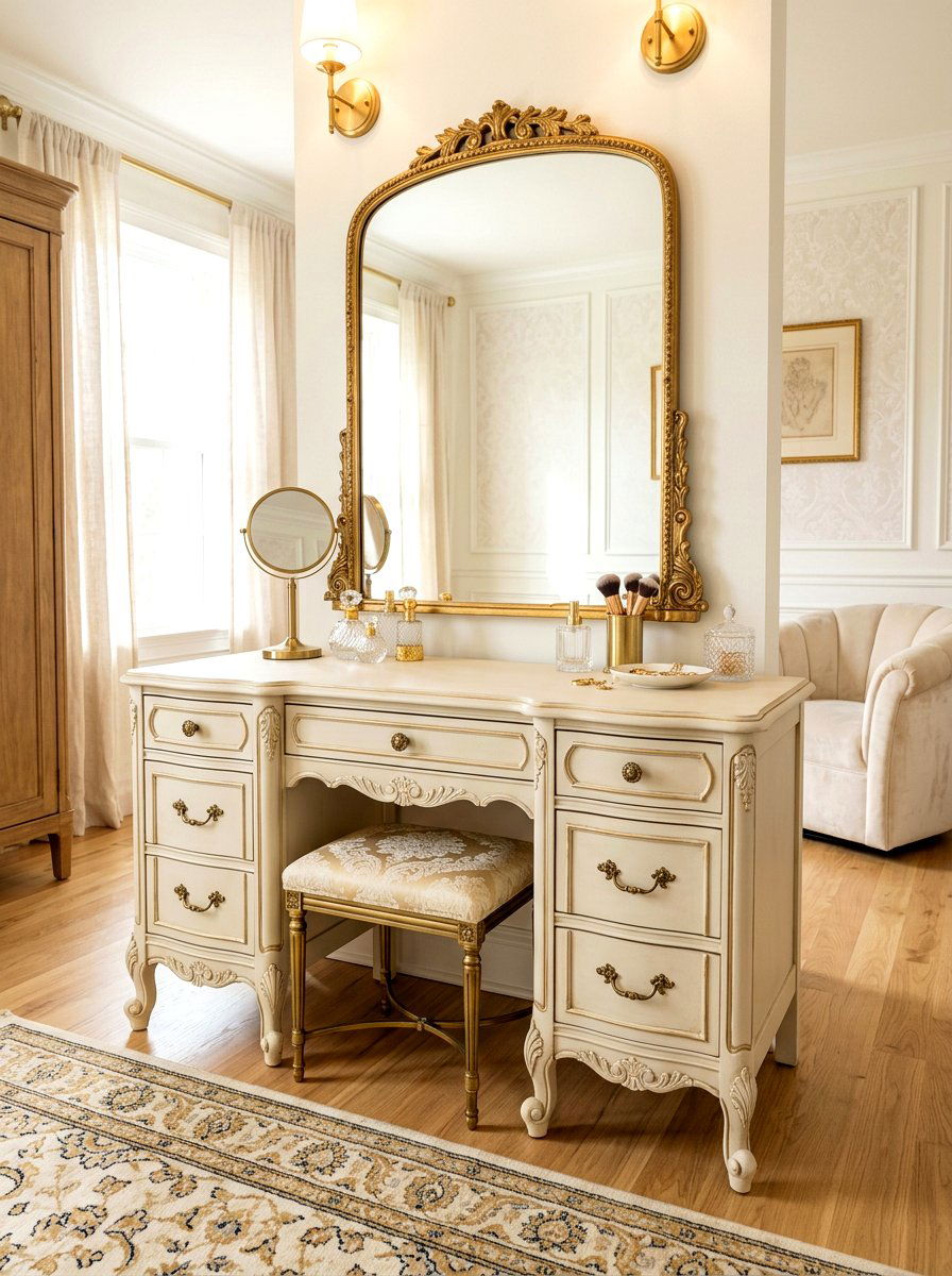 Cream Chalk Paint Vanity - 25 Spring Painted Furniture Ideas