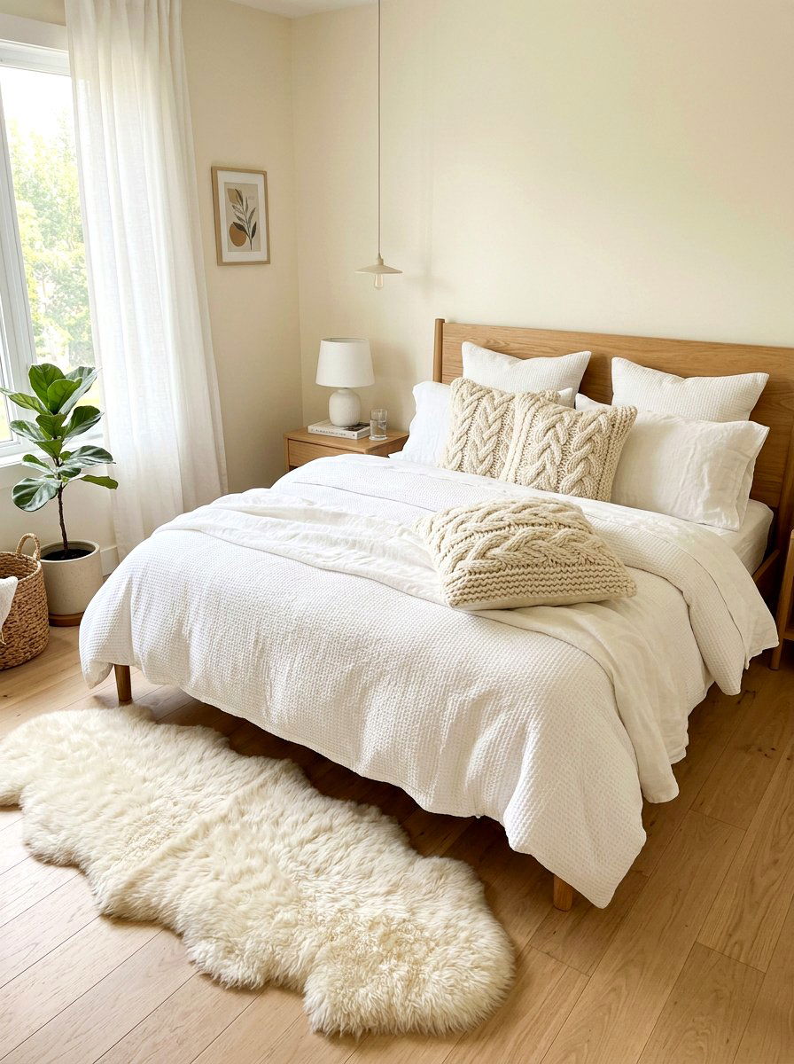 Cream Chunky Knit Pillow - 25 Spring Bedroom Pillow Ideas