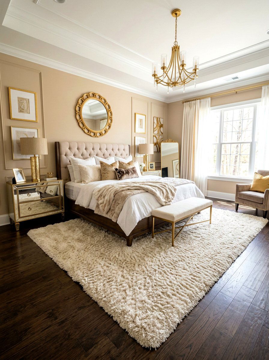 Cream Shag Bedroom Rug - 25 Spring Bedroom Rug Ideas