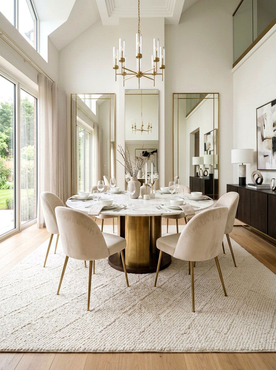 Cream Textured Rug - 25 Spring Dining Room Rug Ideas