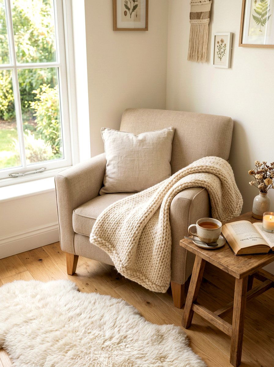 Cream Throw Blanket - 25 Spring Neutral Decor Ideas