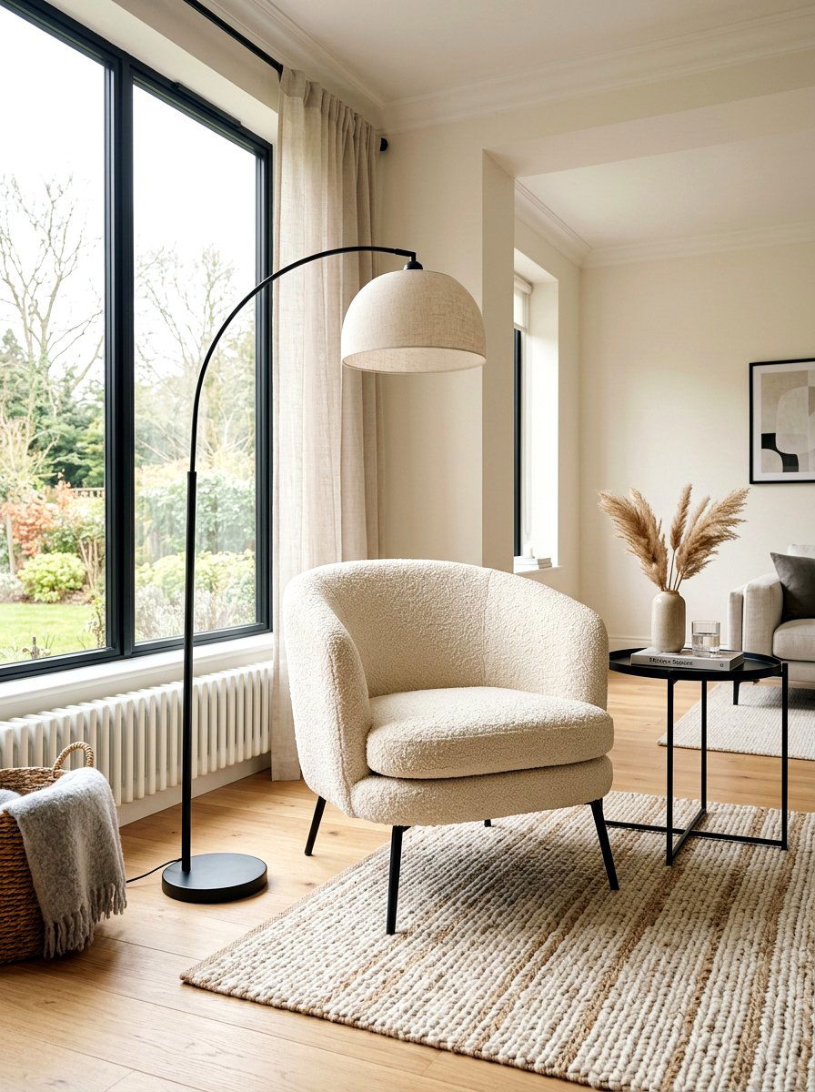 Cream boucle accent chair - 25 Spring Organic Modern Decor Ideas