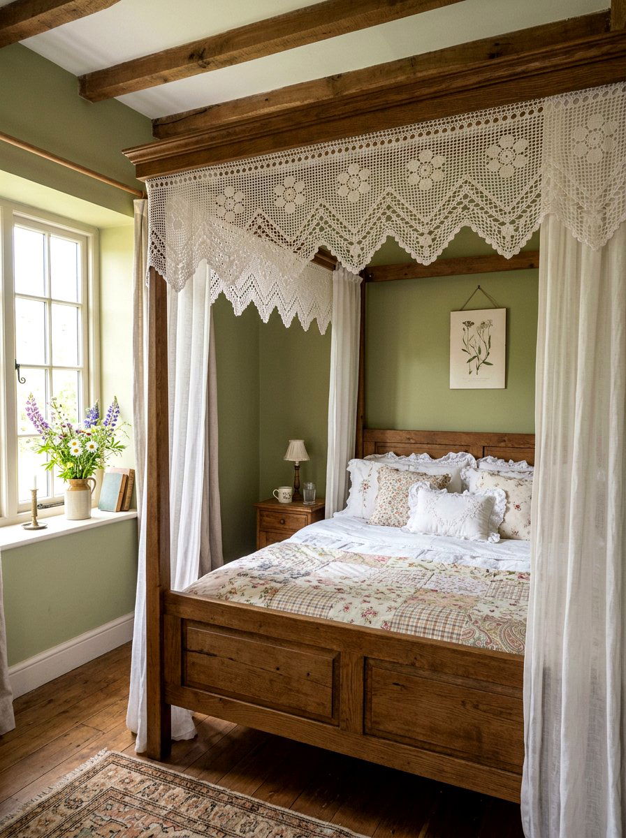 Crochet Bed Valance - 25 Spring Canopy Bed Decor Ideas