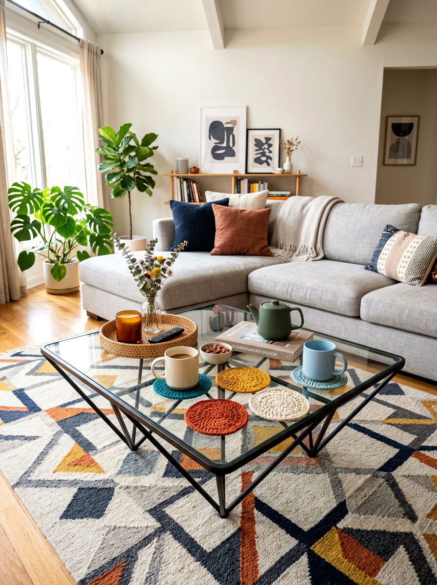 Crochet Coaster Set - 25 Spring Crochet Decor Ideas