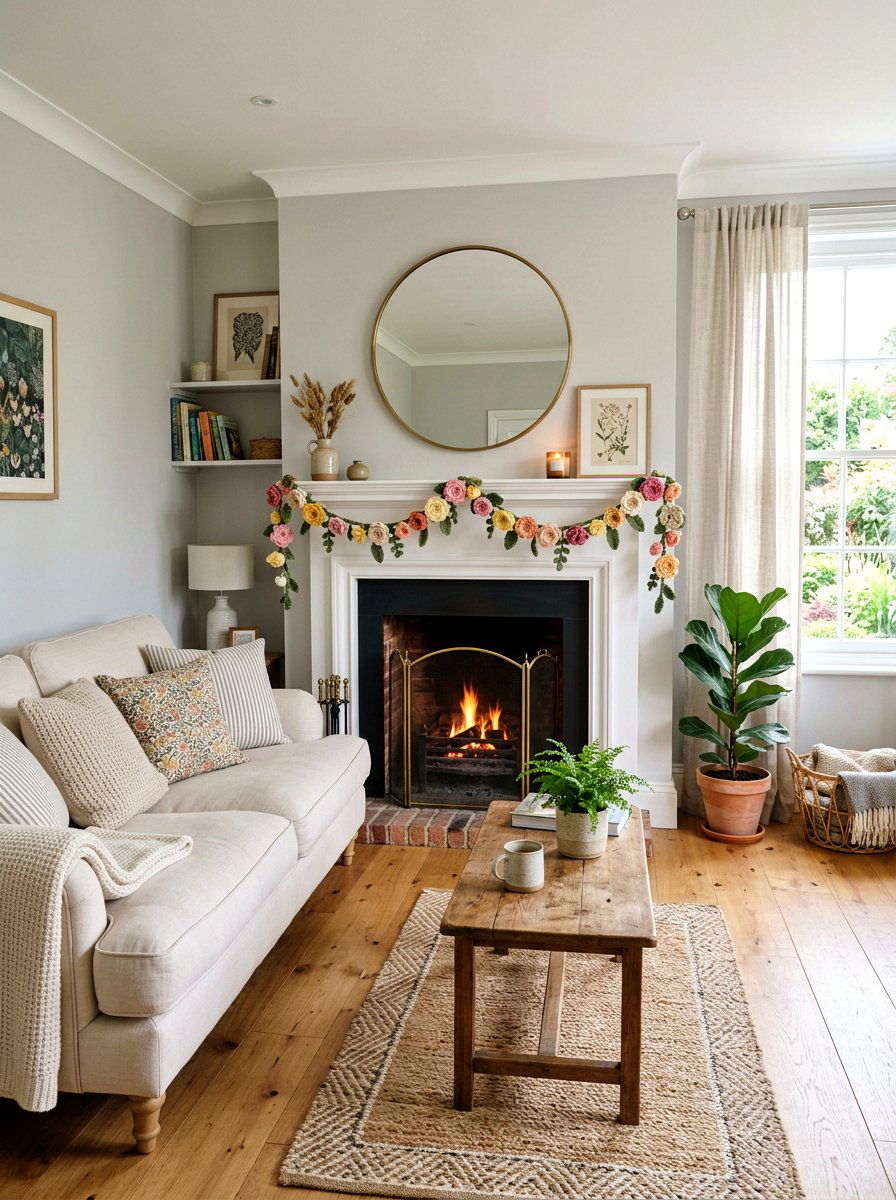 Crochet Flower Garland - 25 Spring Crochet Decor Ideas