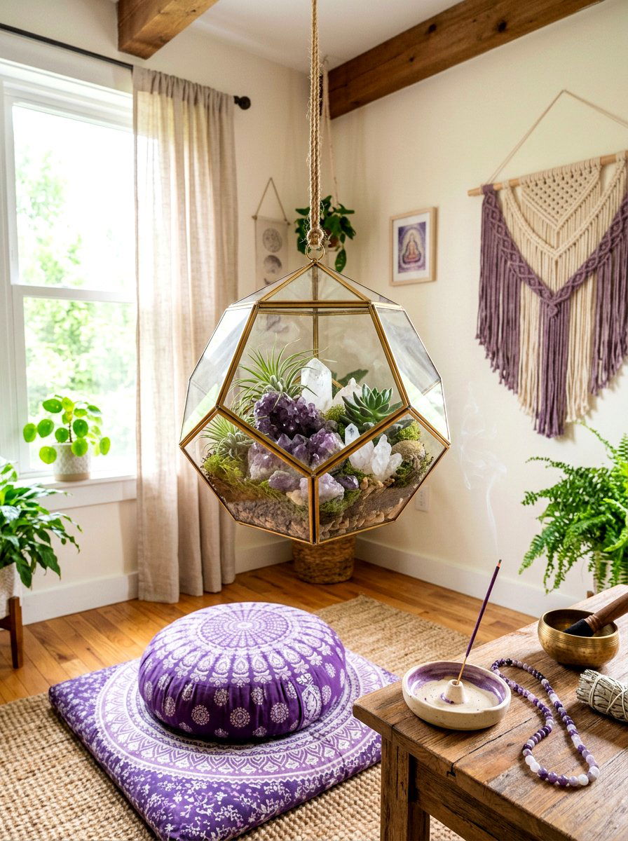 Crystal And Stone Terrarium - 25 Spring Hanging Terrarium Ideas