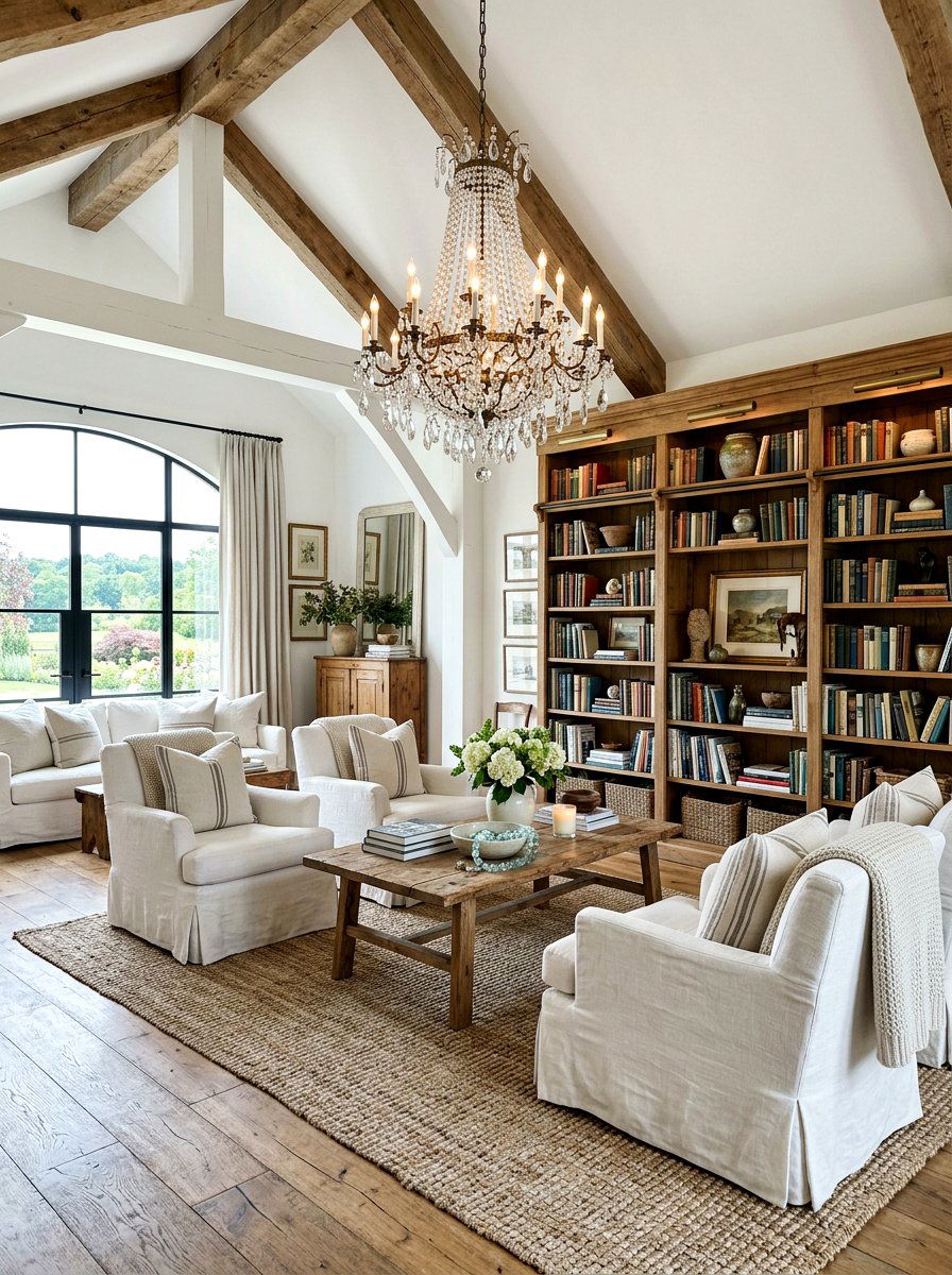 Crystal Chandelier Lounge - 25 Spring French Country Decor Ideas