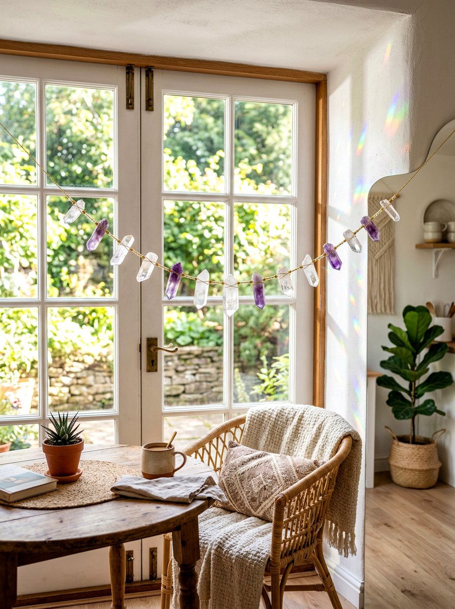 Crystal Garland Window - 25 Spring Crystal Decor Ideas