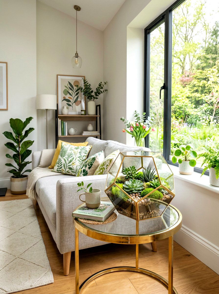 Crystal Glass Bowl - 25 Spring Side Table Decor Ideas