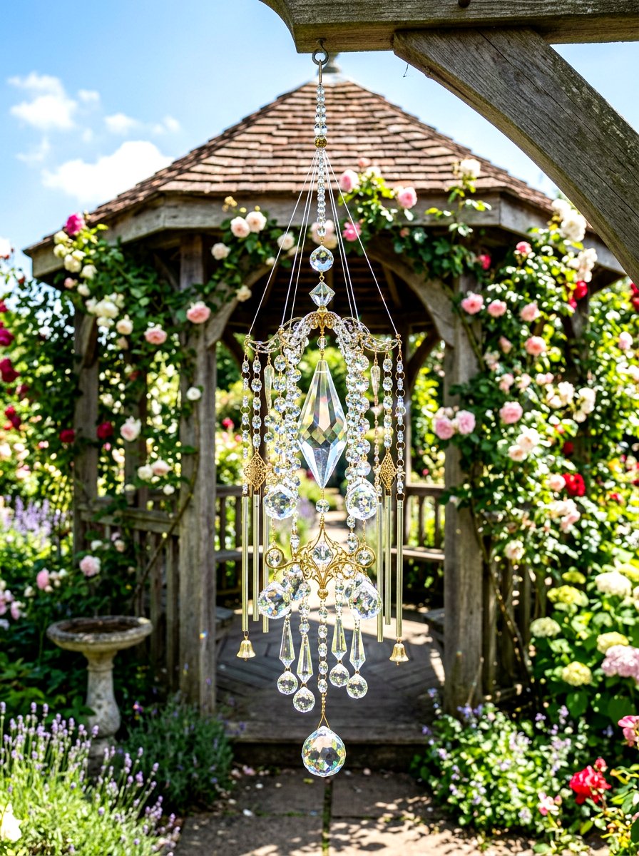 Crystal suncatcher wind chime - 25 Spring Wind Chime Ideas