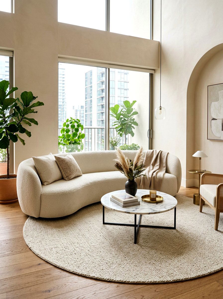 Curved Sofa Styling - 25 Spring Modern Decor Ideas