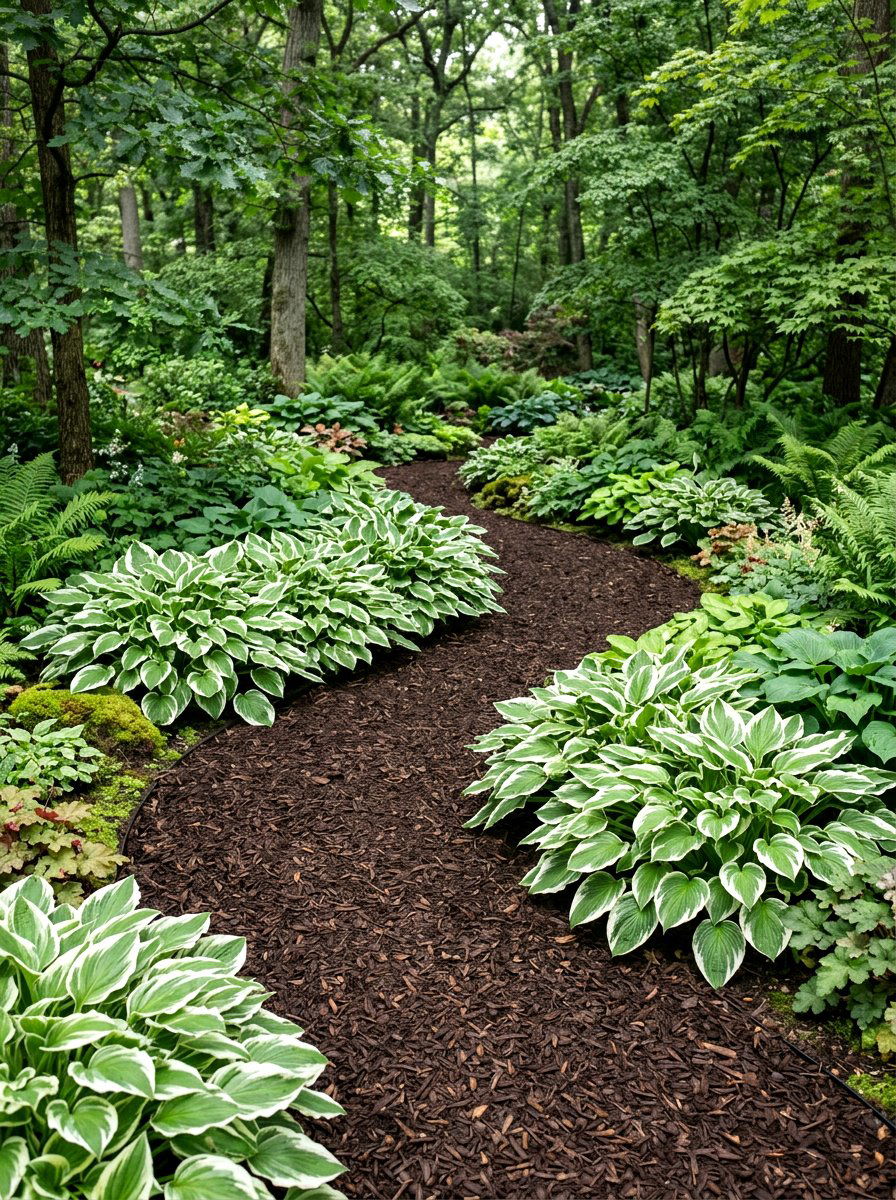 Curvy Mulch Path Hostas - 25 Spring Garden Pathway Decor Ideas