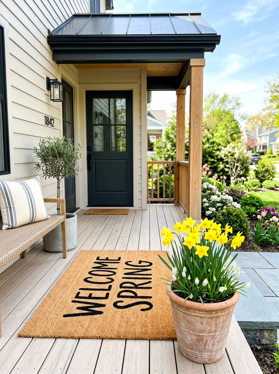 Custom Welcome Doormat - 25 Spring Hand Lettering Decor Ideas
