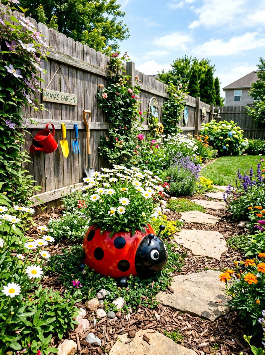 Cute ladybug flower pot - 25 Spring Pot Painting Ideas