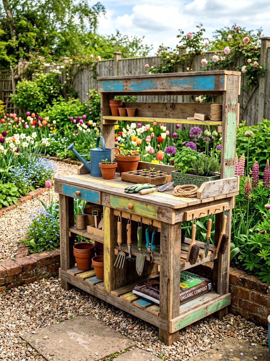DIY Pallet Potting Bench - 25 Spring Potting Station Decor Ideas